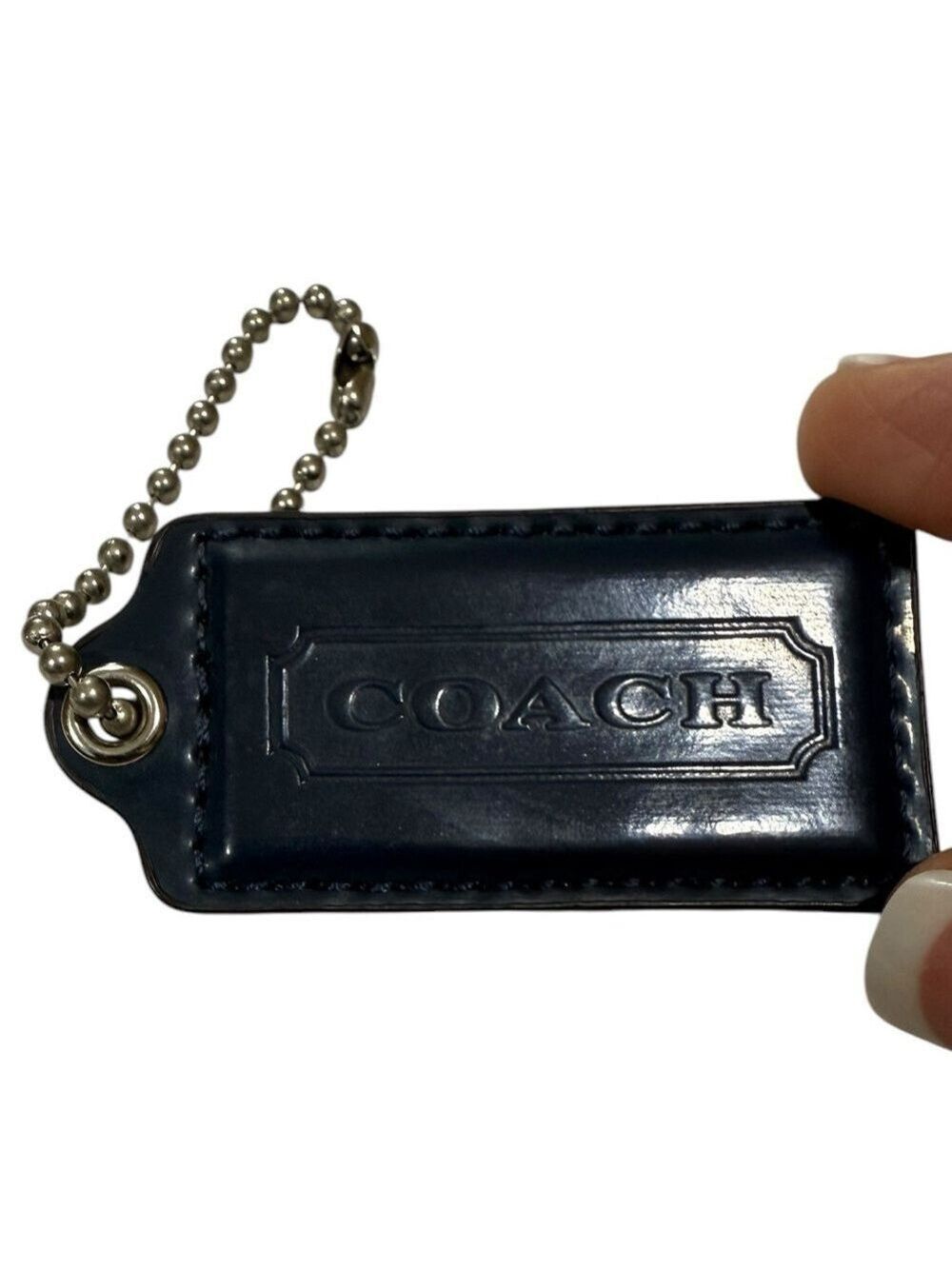Rare Coach NAVY BLUE Patent Leather Replacement Handbag Hang Tag Purse Charm